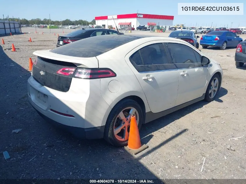 2012 Chevrolet Volt VIN: 1G1RD6E42CU103615 Lot: 40604378