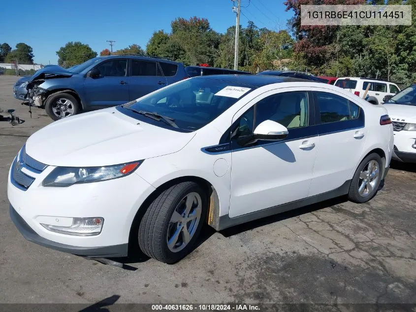 2012 Chevrolet Volt VIN: 1G1RB6E41CU114451 Lot: 40631626