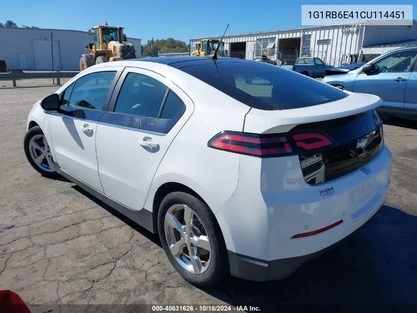 2012 Chevrolet Volt VIN: 1G1RB6E41CU114451 Lot: 40631626