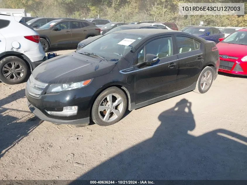 2012 Chevrolet Volt VIN: 1G1RD6E43CU127003 Lot: 40636244