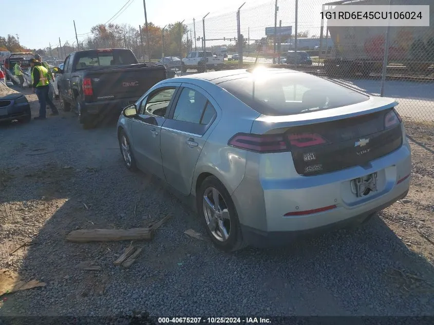 2012 Chevrolet Volt VIN: 1G1RD6E45CU106024 Lot: 40675207