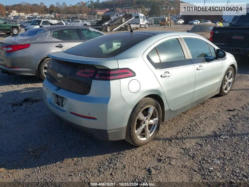 2012 Chevrolet Volt VIN: 1G1RD6E45CU106024 Lot: 40675207