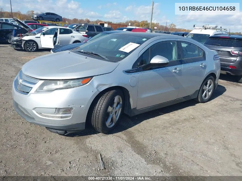 2012 Chevrolet Volt VIN: 1G1RB6E46CU104658 Lot: 40721330