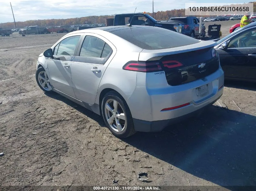 2012 Chevrolet Volt VIN: 1G1RB6E46CU104658 Lot: 40721330