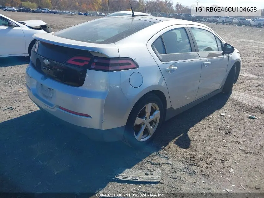 2012 Chevrolet Volt VIN: 1G1RB6E46CU104658 Lot: 40721330