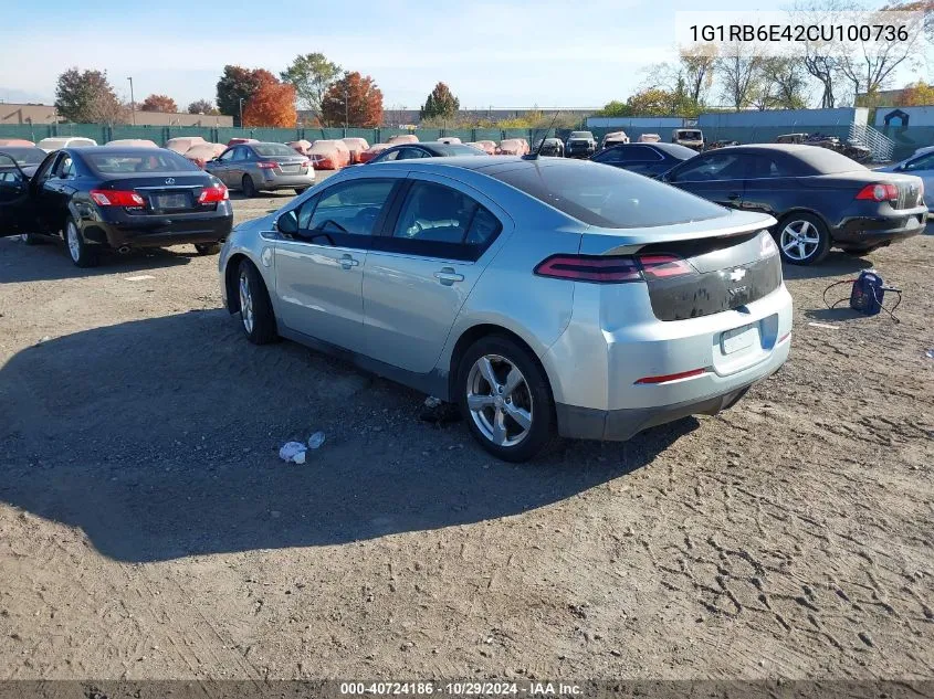 2012 Chevrolet Volt VIN: 1G1RB6E42CU100736 Lot: 40724186