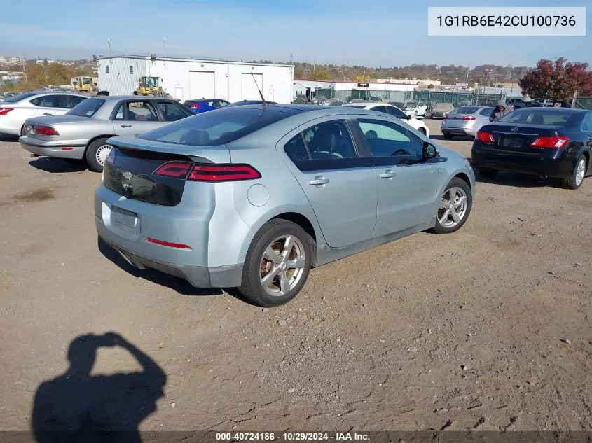 2012 Chevrolet Volt VIN: 1G1RB6E42CU100736 Lot: 40724186