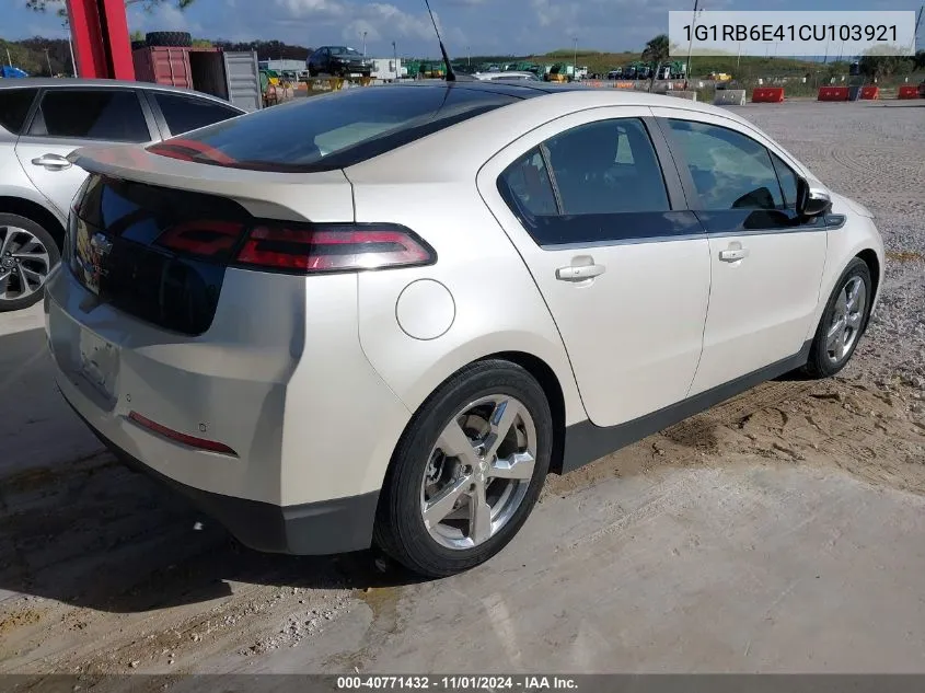 2012 Chevrolet Volt VIN: 1G1RB6E41CU103921 Lot: 40771432