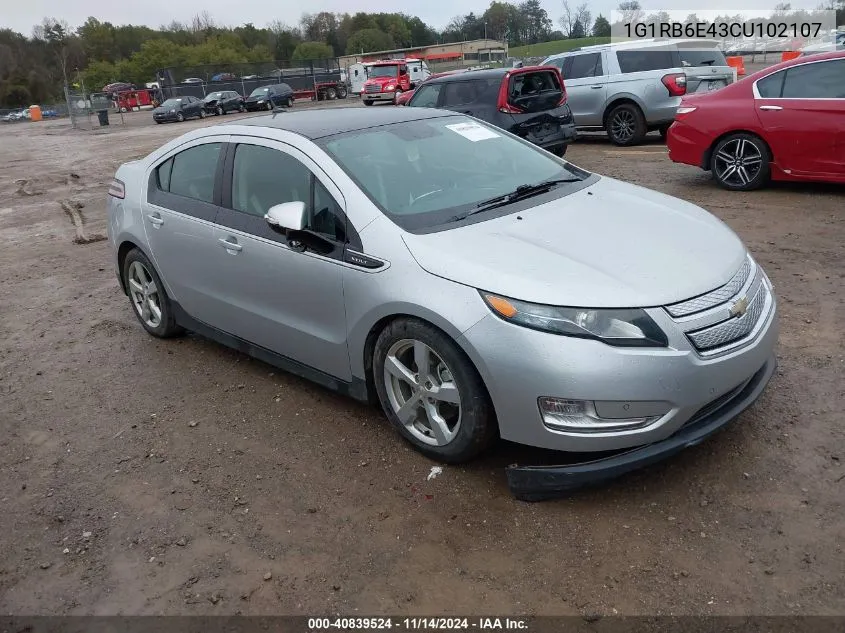 2012 Chevrolet Volt VIN: 1G1RB6E43CU102107 Lot: 40839524