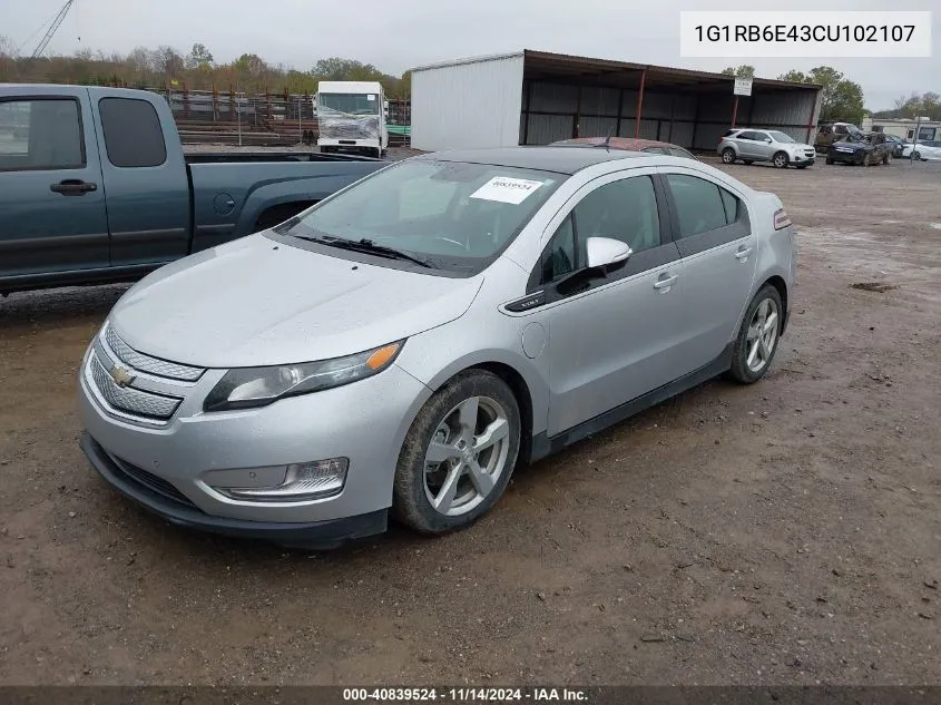 2012 Chevrolet Volt VIN: 1G1RB6E43CU102107 Lot: 40839524