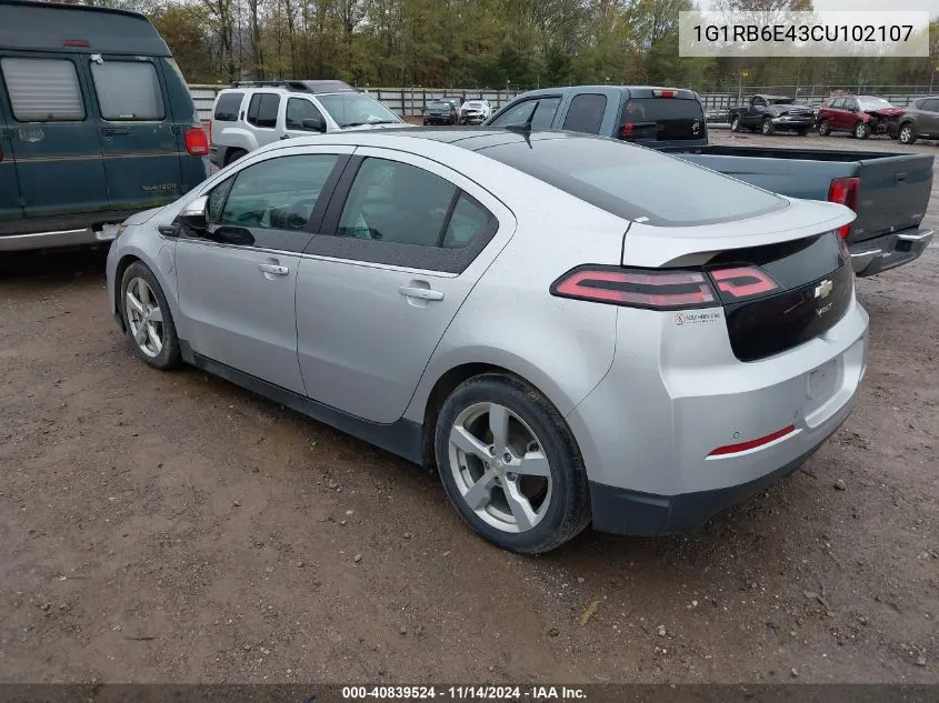 2012 Chevrolet Volt VIN: 1G1RB6E43CU102107 Lot: 40839524