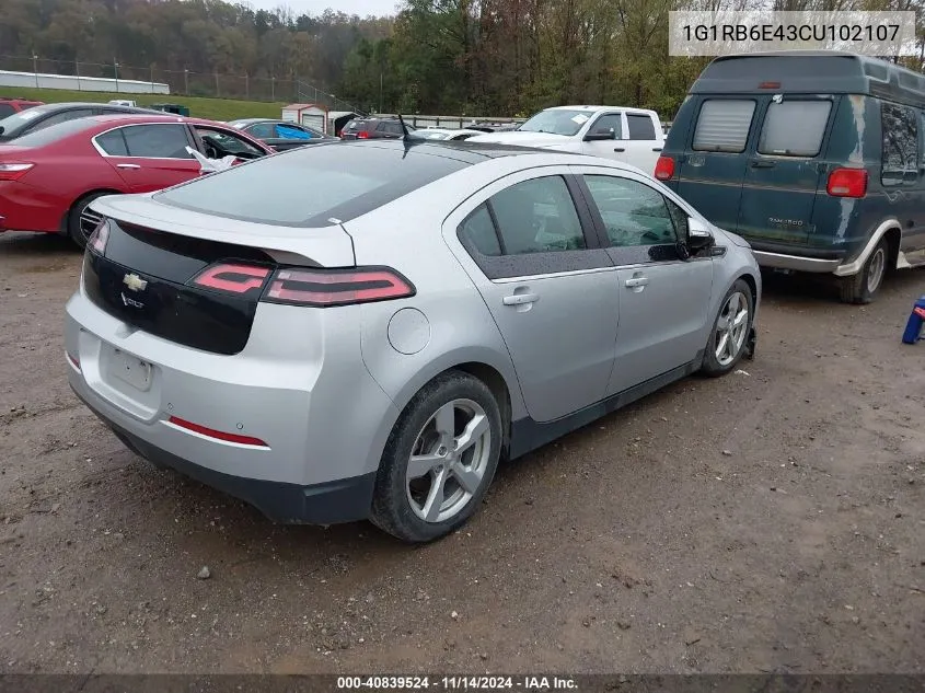 2012 Chevrolet Volt VIN: 1G1RB6E43CU102107 Lot: 40839524