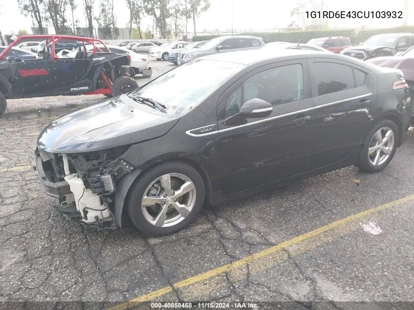 2012 Chevrolet Volt VIN: 1G1RD6E43CU103932 Lot: 40858468