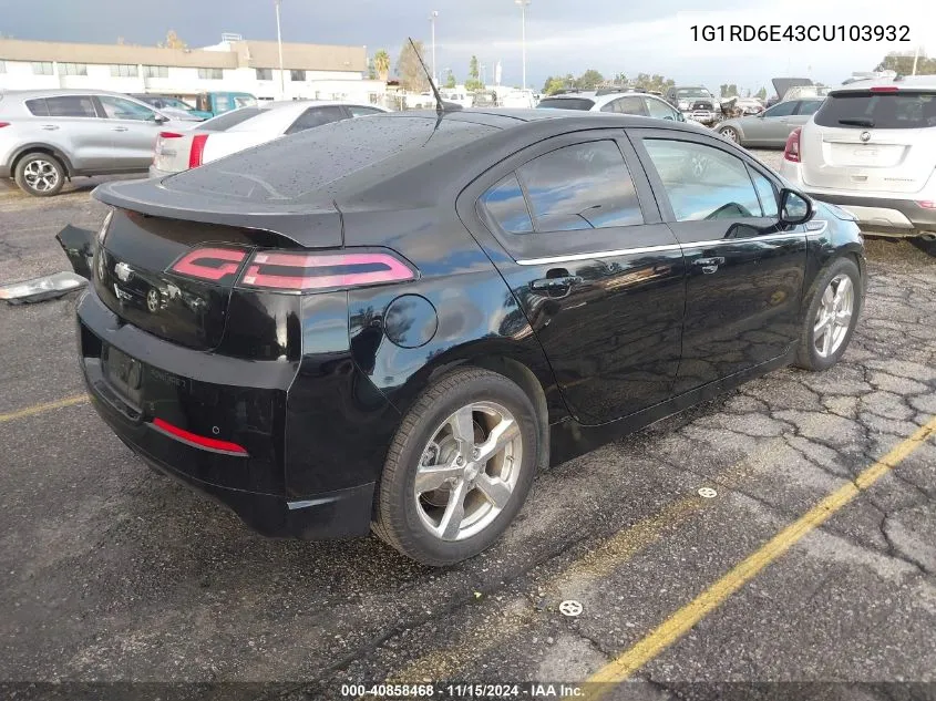 2012 Chevrolet Volt VIN: 1G1RD6E43CU103932 Lot: 40858468