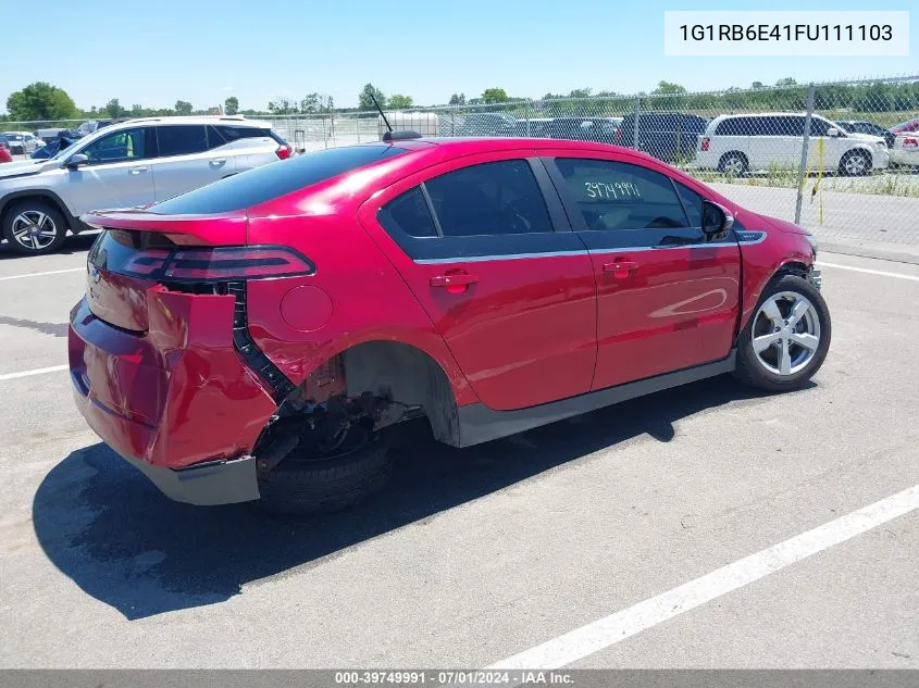 2015 Chevrolet Volt VIN: 1G1RB6E41FU111103 Lot: 39749991