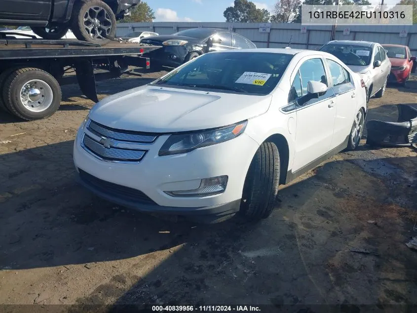 2015 Chevrolet Volt VIN: 1G1RB6E42FU110316 Lot: 40839956