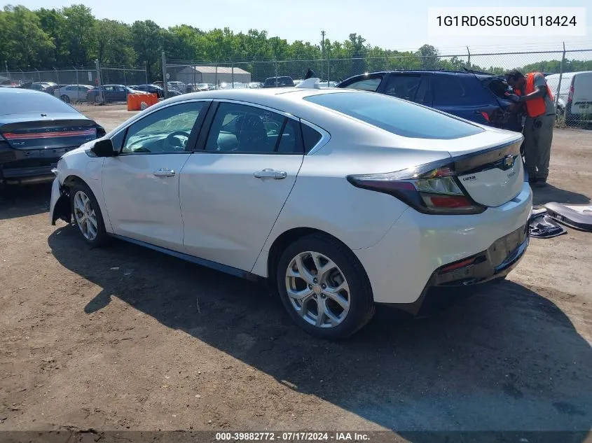 2016 Chevrolet Volt Premier VIN: 1G1RD6S50GU118424 Lot: 39882772