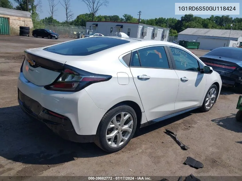 2016 Chevrolet Volt Premier VIN: 1G1RD6S50GU118424 Lot: 39882772