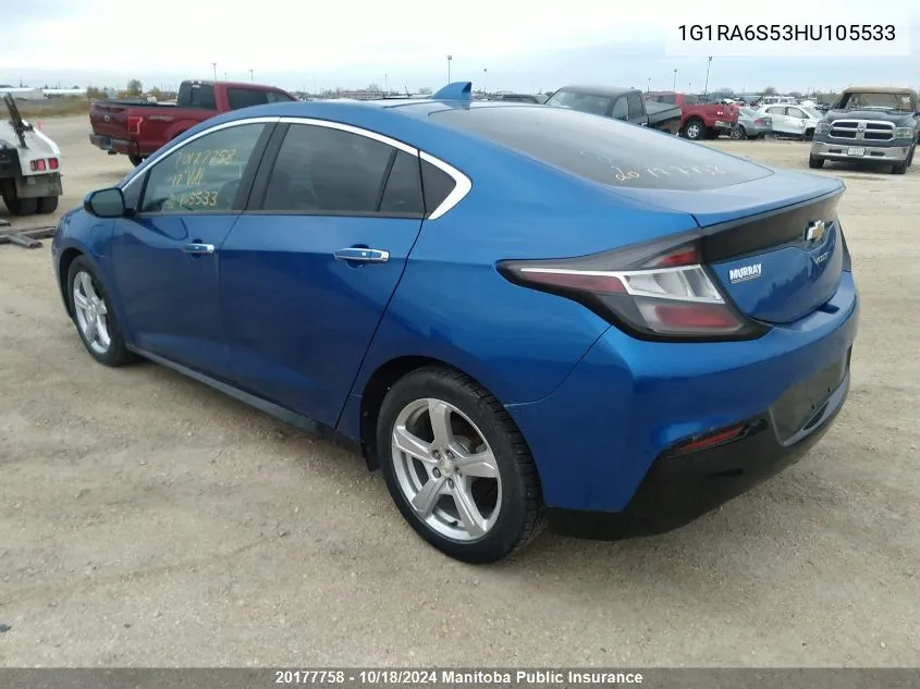 2017 Chevrolet Volt Lt VIN: 1G1RA6S53HU105533 Lot: 20177758