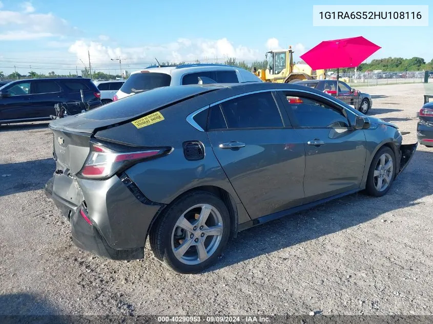 2017 Chevrolet Volt Lt VIN: 1G1RA6S52HU108116 Lot: 40290953