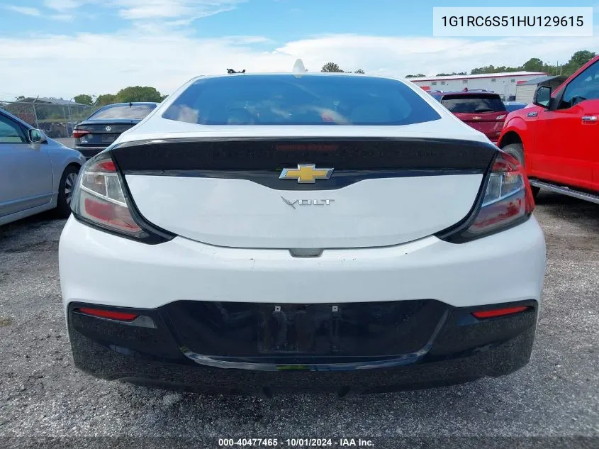 2017 Chevrolet Volt Lt VIN: 1G1RC6S51HU129615 Lot: 40477465