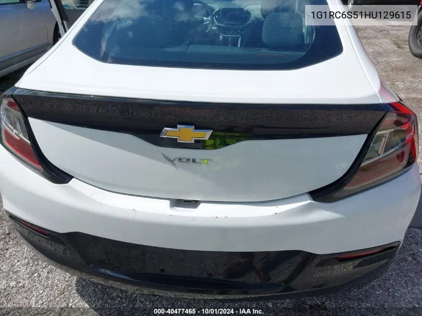 2017 Chevrolet Volt Lt VIN: 1G1RC6S51HU129615 Lot: 40477465