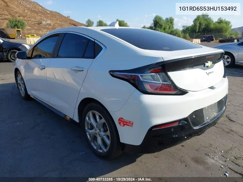 2017 Chevrolet Volt Premier VIN: 1G1RD6S53HU153492 Lot: 40733285