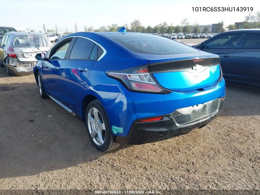 2017 Chevrolet Volt Lt VIN: 1G1RC6S53HU143919 Lot: 40794832