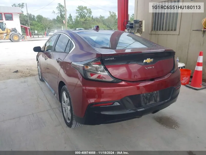 2017 Chevrolet Volt Lt VIN: 1G1RC6S51HU180113 Lot: 40874858