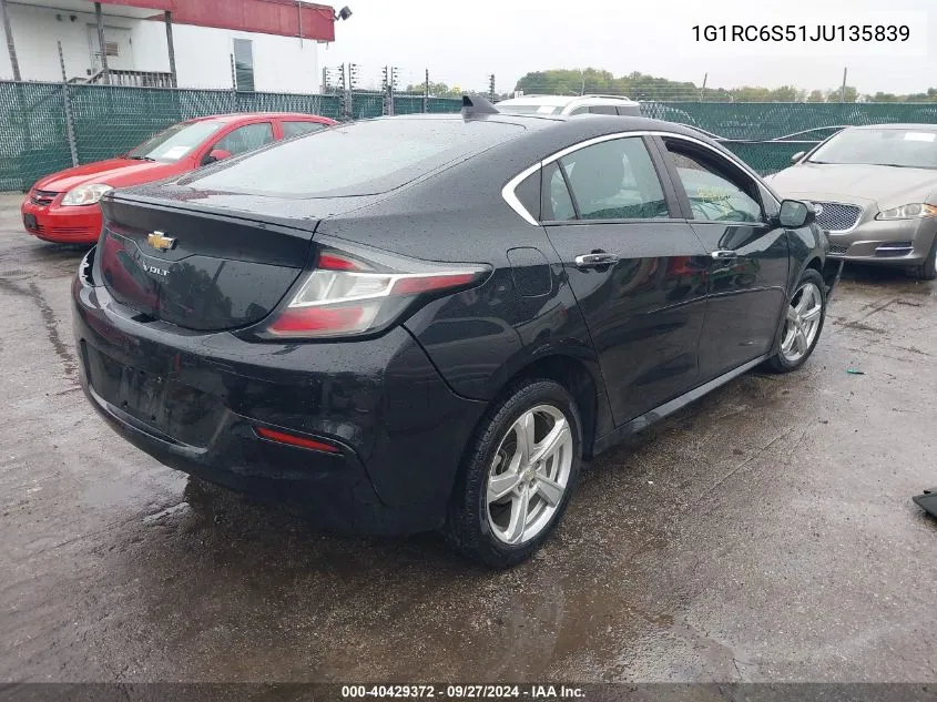 2018 Chevrolet Volt Lt VIN: 1G1RC6S51JU135839 Lot: 40429372