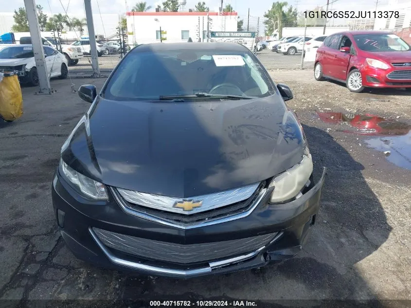 2018 Chevrolet Volt Lt VIN: 1G1RC6S52JU113378 Lot: 40715782