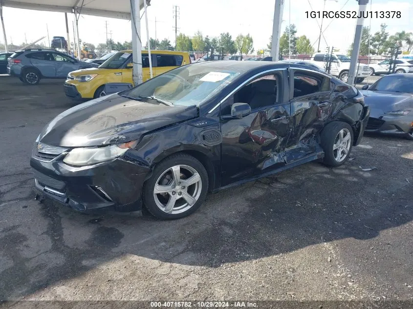 2018 Chevrolet Volt Lt VIN: 1G1RC6S52JU113378 Lot: 40715782