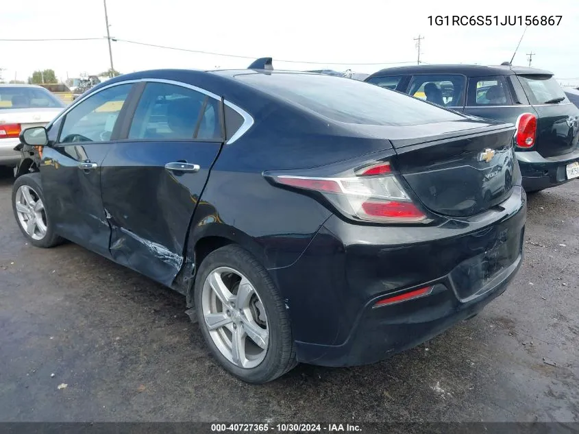 2018 Chevrolet Volt Lt VIN: 1G1RC6S51JU156867 Lot: 40727365