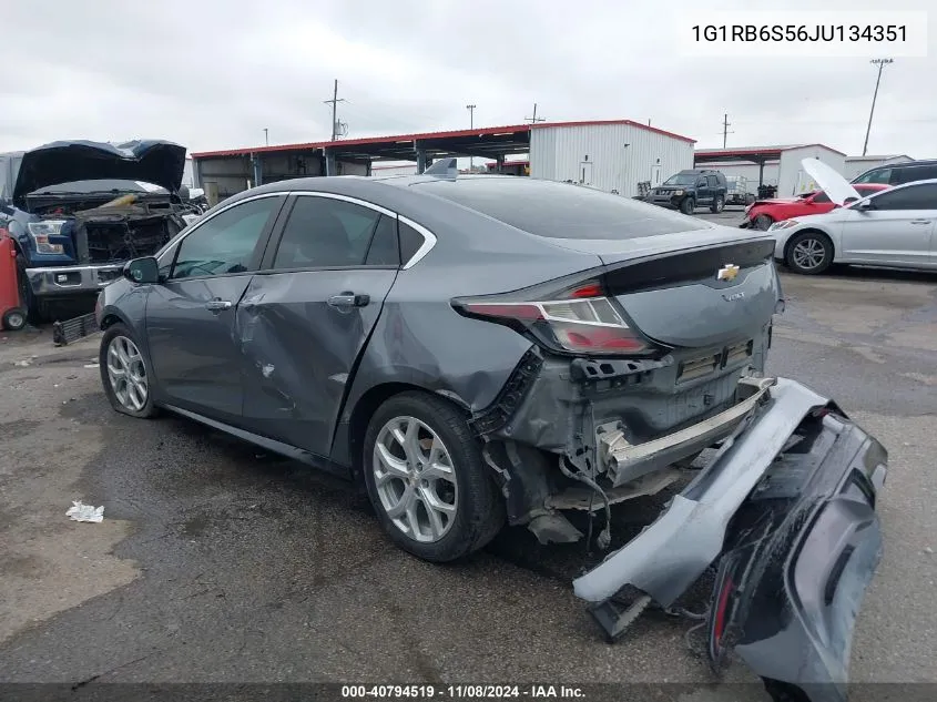 2018 Chevrolet Volt Premier VIN: 1G1RB6S56JU134351 Lot: 40794519