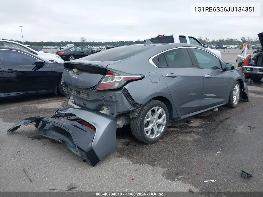 2018 Chevrolet Volt Premier VIN: 1G1RB6S56JU134351 Lot: 40794519