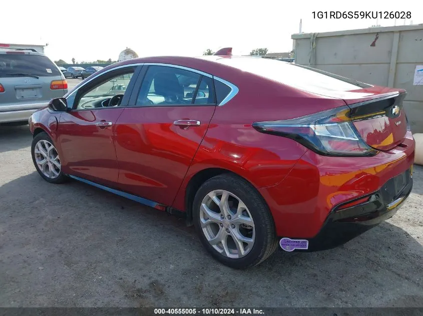 2019 Chevrolet Volt Premier VIN: 1G1RD6S59KU126028 Lot: 40555005