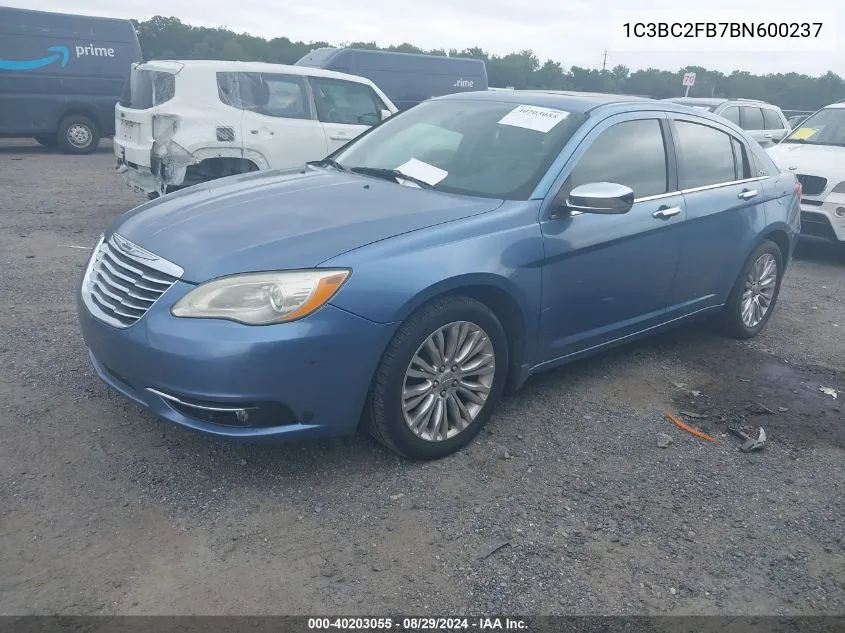 2011 Chrysler 200 Limited VIN: 1C3BC2FB7BN600237 Lot: 40203055