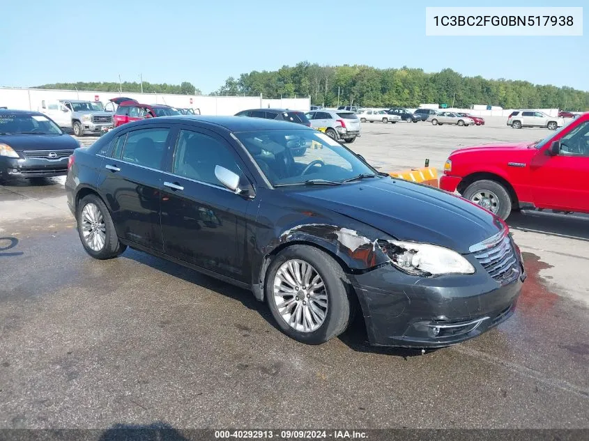 2011 Chrysler 200 Limited VIN: 1C3BC2FG0BN517938 Lot: 40292913