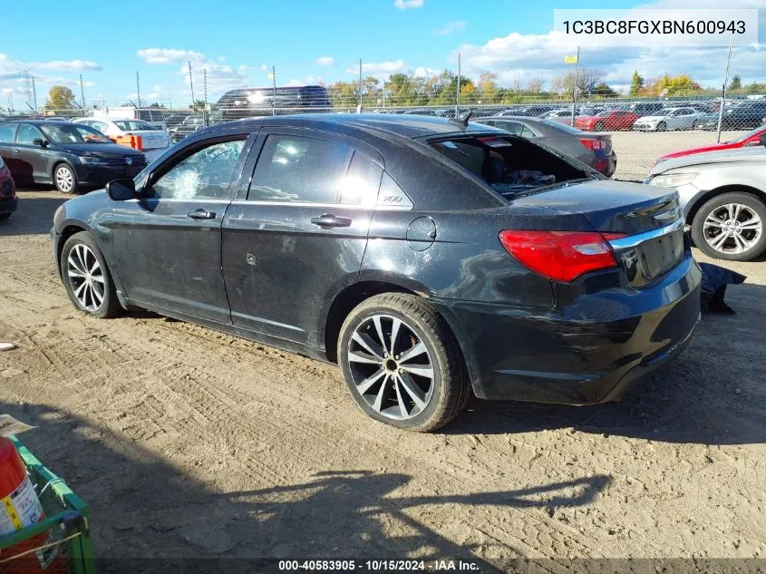 2011 Chrysler 200 S VIN: 1C3BC8FGXBN600943 Lot: 40583905