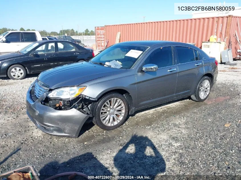 2011 Chrysler 200 Limited VIN: 1C3BC2FB6BN580059 Lot: 40722607