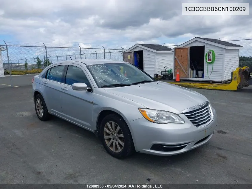 2012 Chrysler 200 Touring VIN: 1C3CCBBB6CN100209 Lot: 12088955