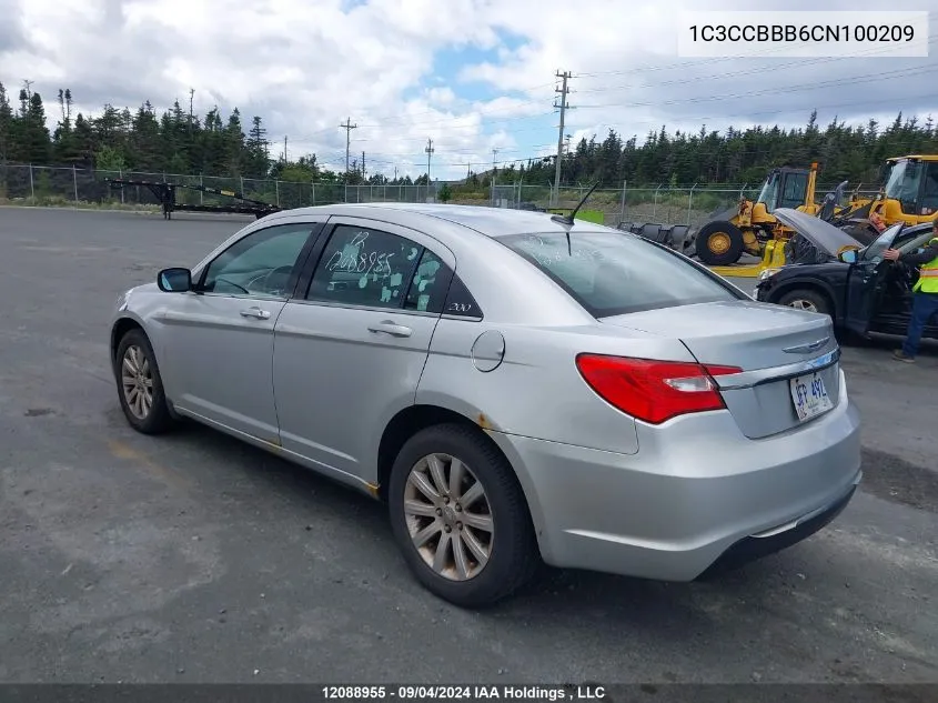 2012 Chrysler 200 Touring VIN: 1C3CCBBB6CN100209 Lot: 12088955