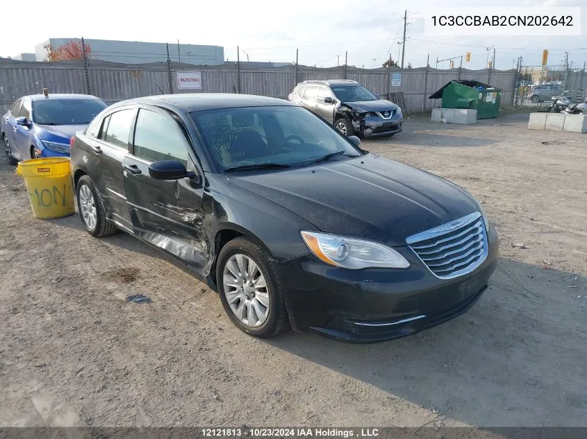 2012 Chrysler 200 Lx VIN: 1C3CCBAB2CN202642 Lot: 12121813