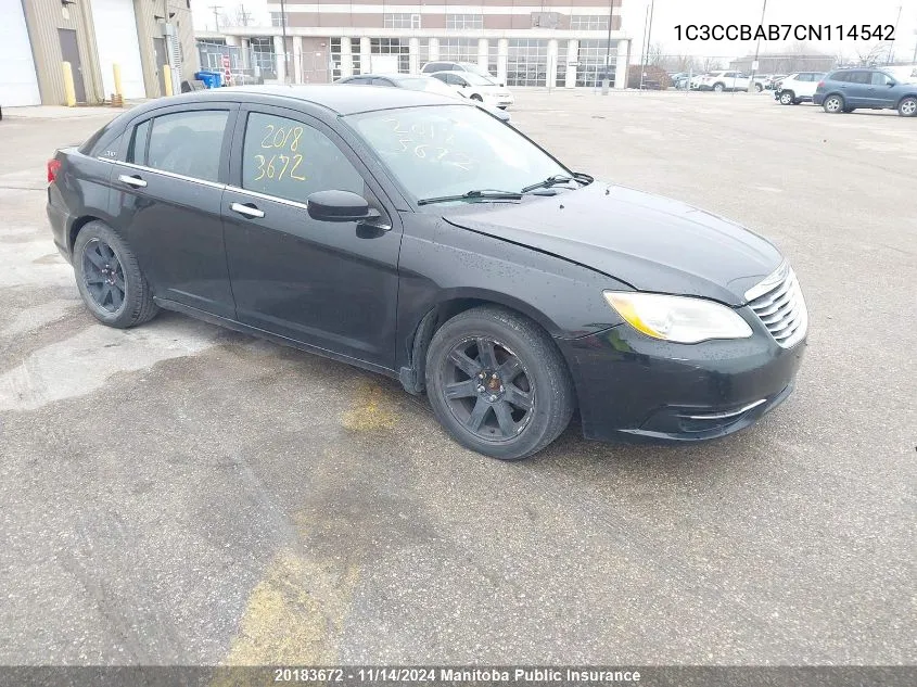 2012 Chrysler 200 Lx VIN: 1C3CCBAB7CN114542 Lot: 20183672