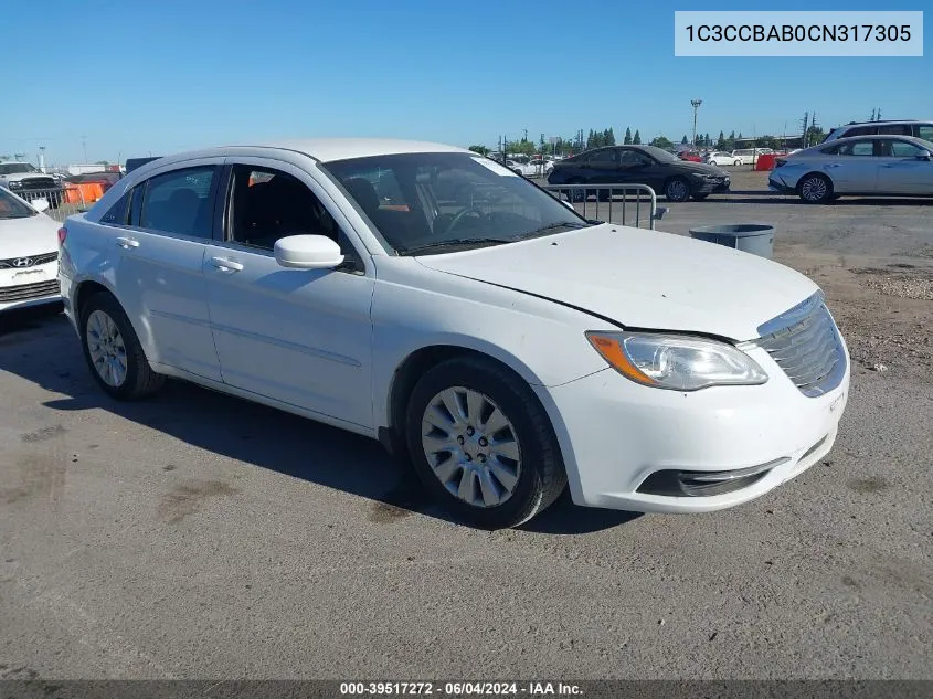 2012 Chrysler 200 Lx VIN: 1C3CCBAB0CN317305 Lot: 39517272