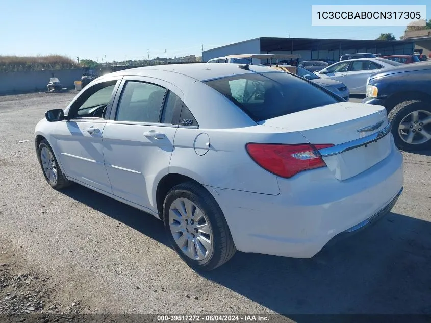 2012 Chrysler 200 Lx VIN: 1C3CCBAB0CN317305 Lot: 39517272