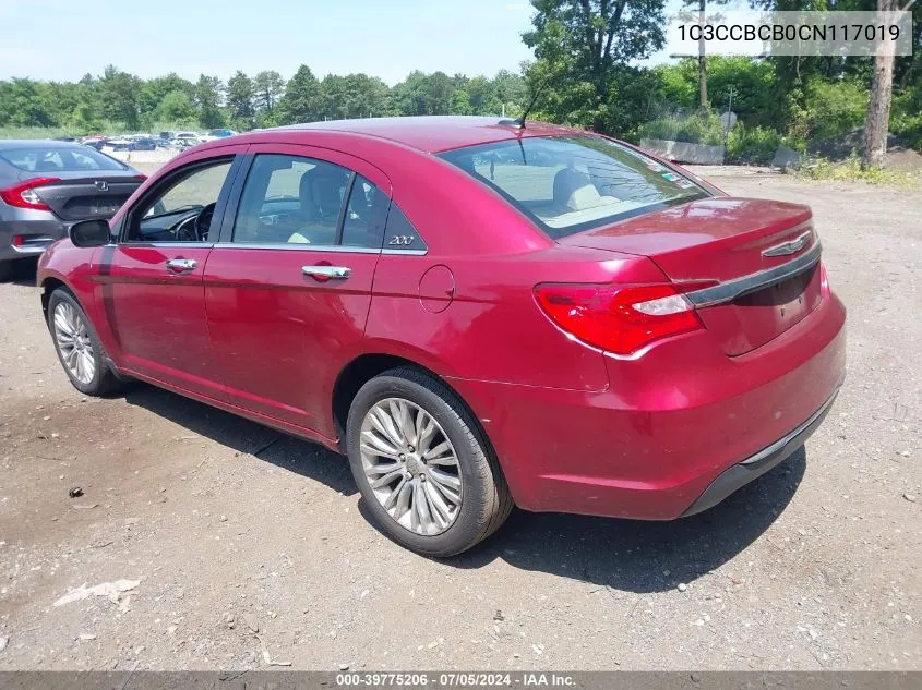 2012 Chrysler 200 Limited VIN: 1C3CCBCB0CN117019 Lot: 40368793