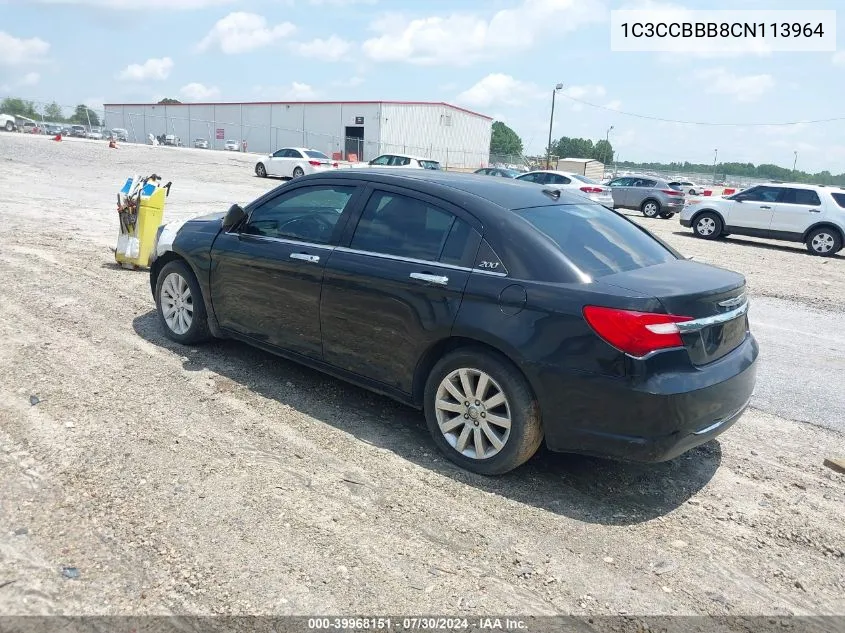 2012 Chrysler 200 Touring VIN: 1C3CCBBB8CN113964 Lot: 39968151