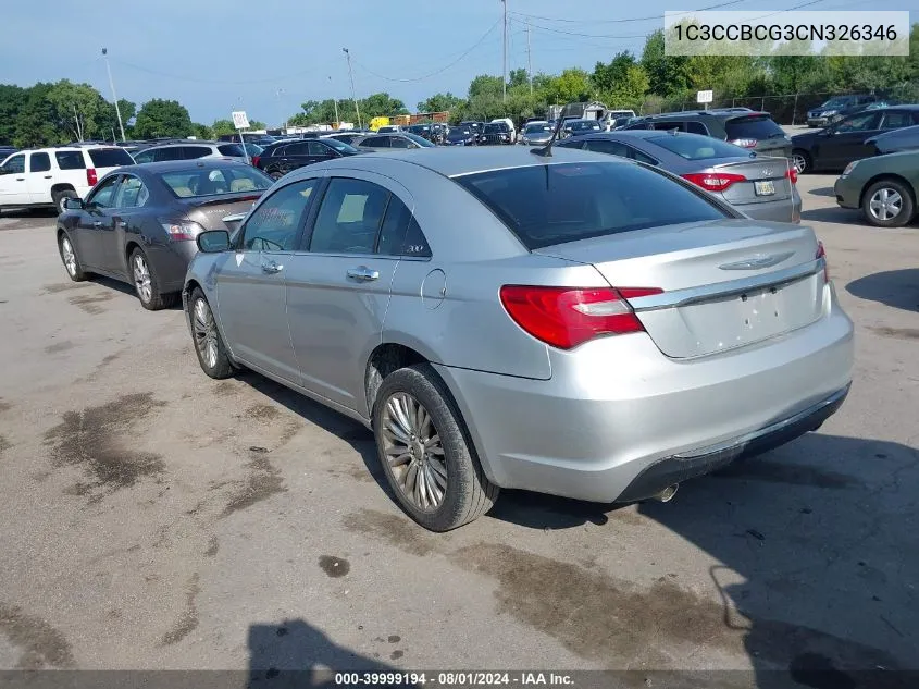 2012 Chrysler 200 Limited VIN: 1C3CCBCG3CN326346 Lot: 39999194