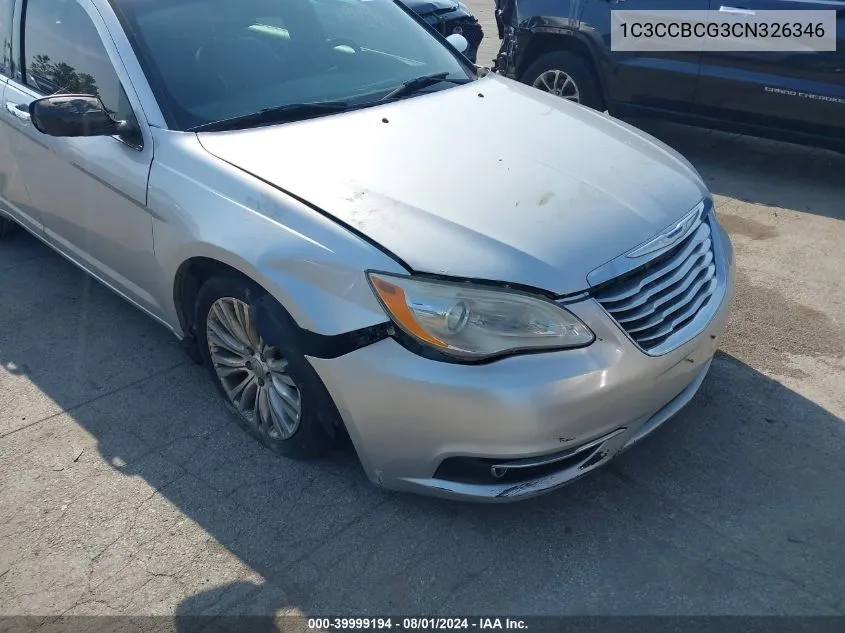 2012 Chrysler 200 Limited VIN: 1C3CCBCG3CN326346 Lot: 39999194